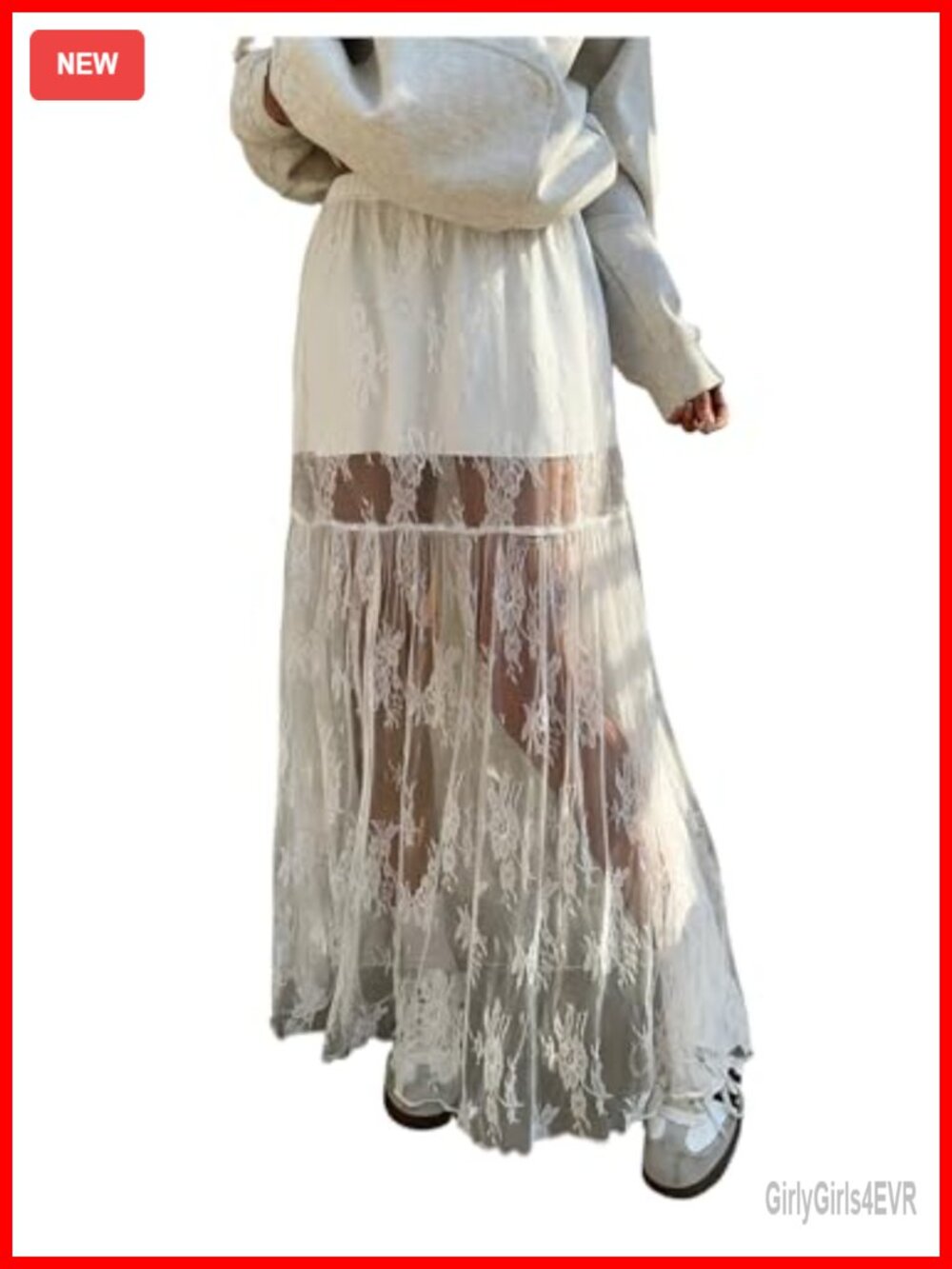 Lace Maxi Long Skirt Mesh Renaissance Fairy Boho High Waisted